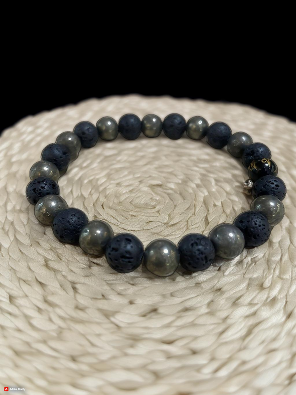 Pyrite and Lava bracelet